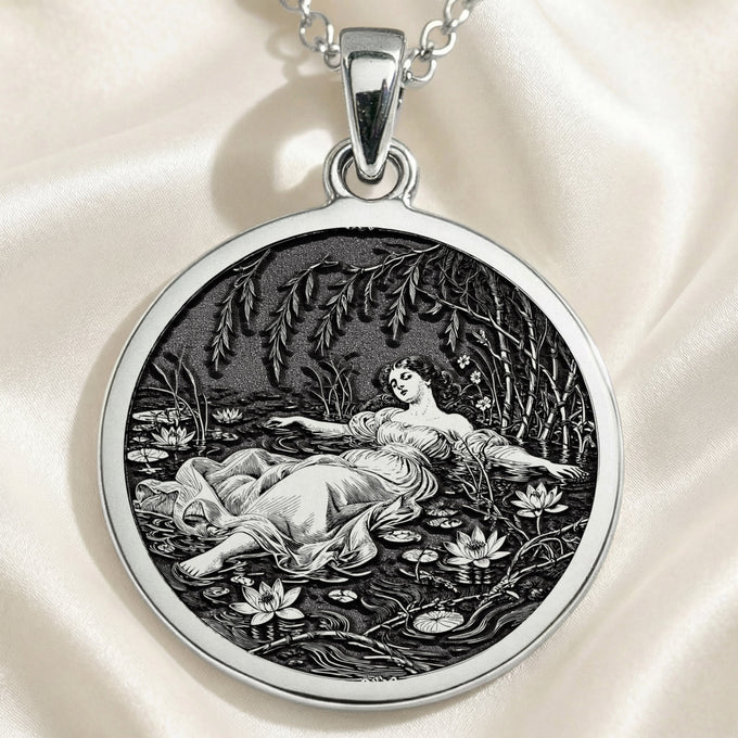 sterling silver necklace Ophelia Shakespeare Literary | & Options - Personalized Literary Gift