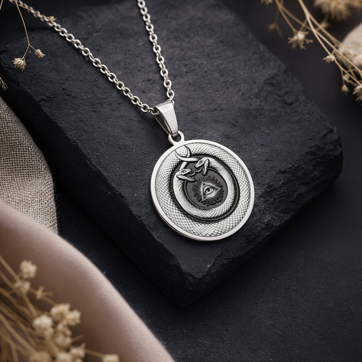 handcrafted necklace Ouroboros Evil Eye Protection | & Options - Spiritual Protection Talisman - view 2
