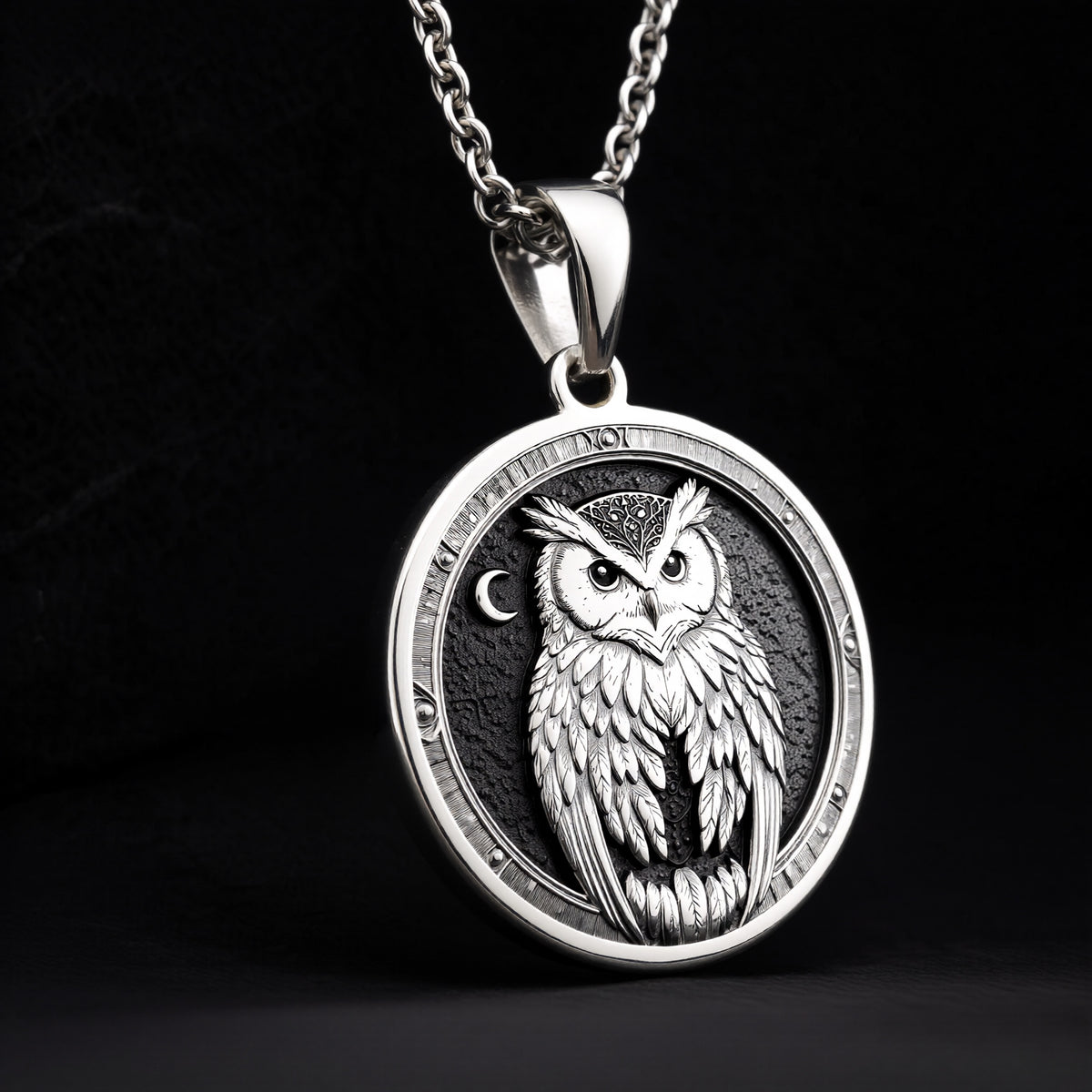 925 sterling silver Athena Owl pendant, detailed view 8.
