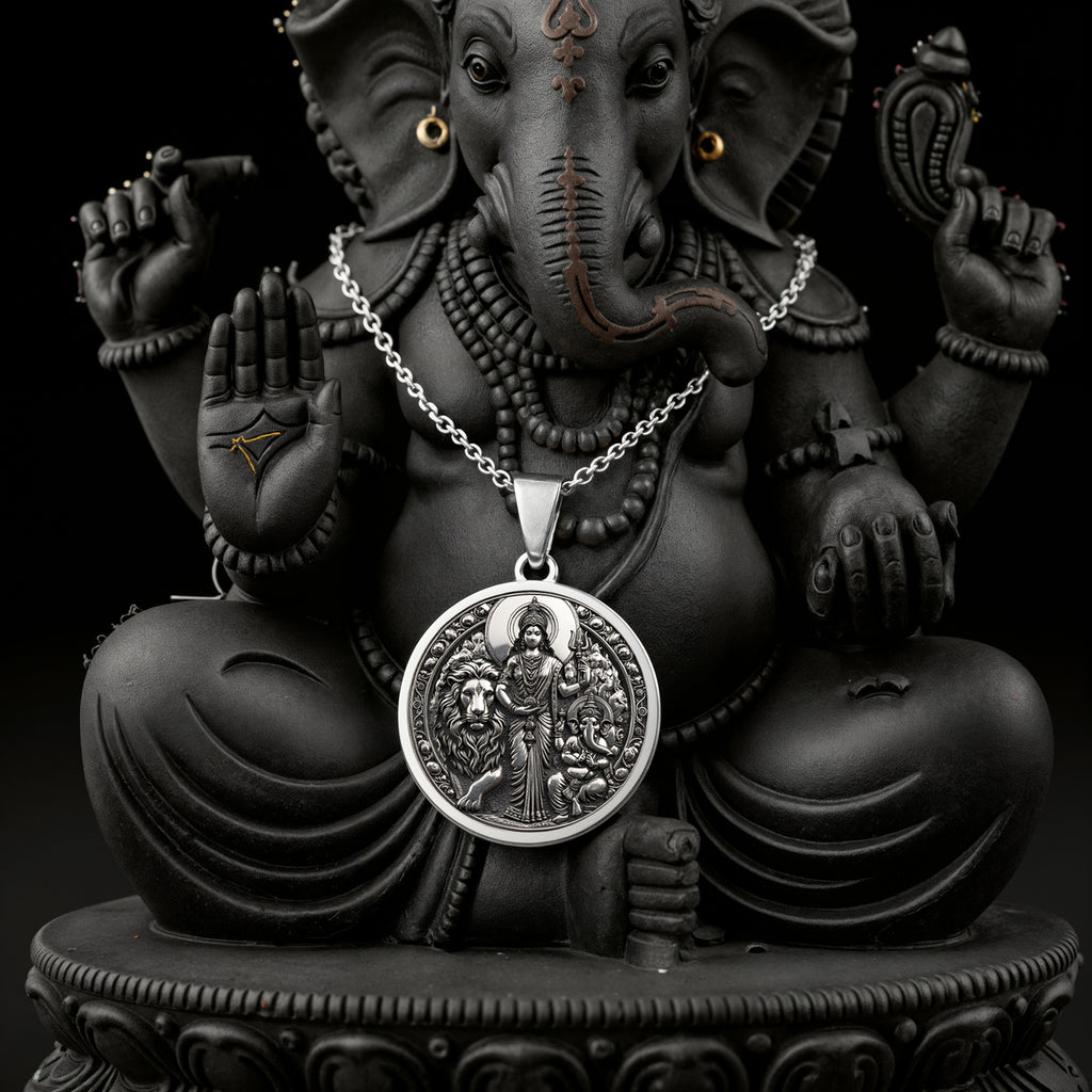 Parvati Ganesha Divine Couple Pendant | Silver & Plated Options - Spiritual Protection Talisman