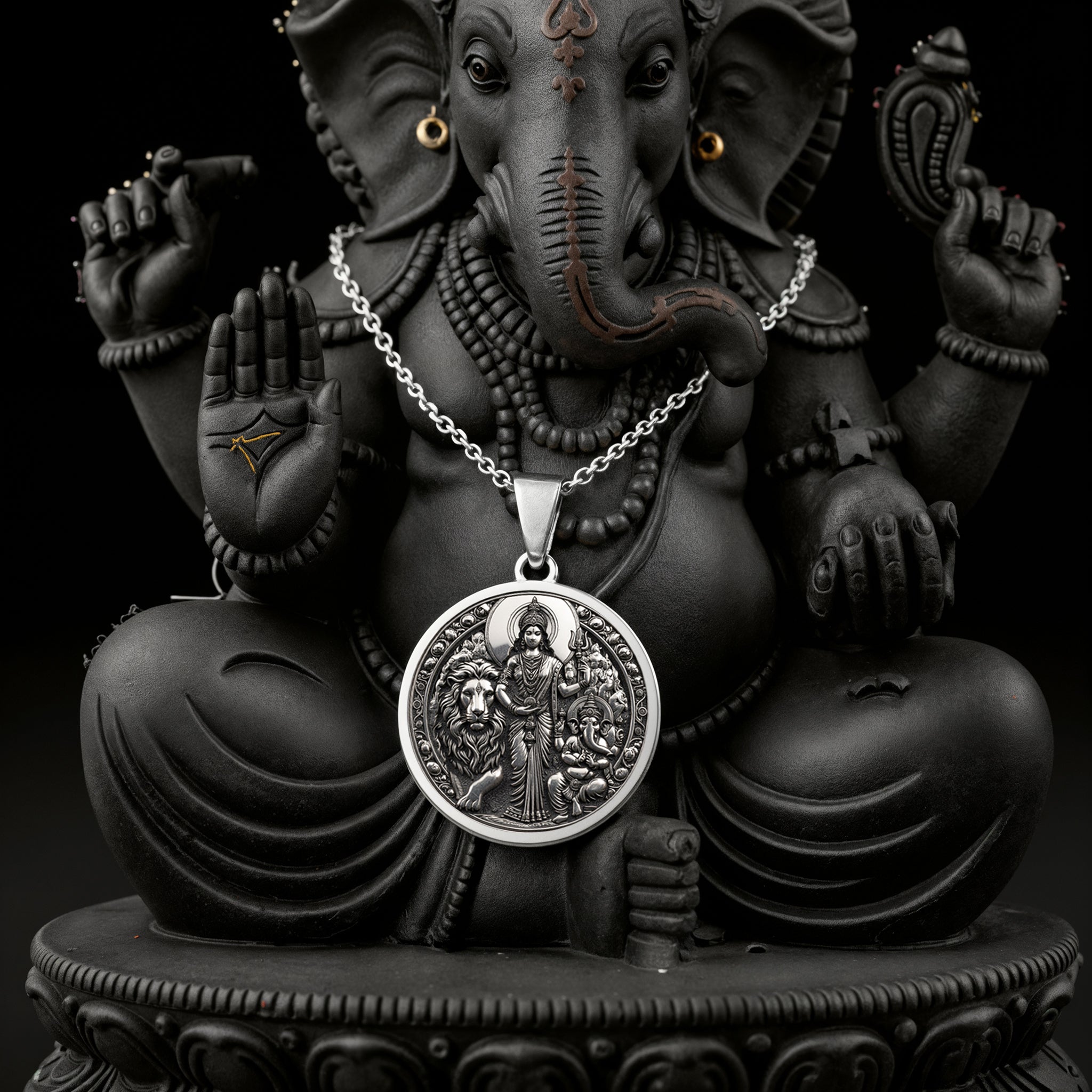 Parvati Ganesha Divine Couple Pendant | Silver & Plated Options - Spiritual Protection Talisman