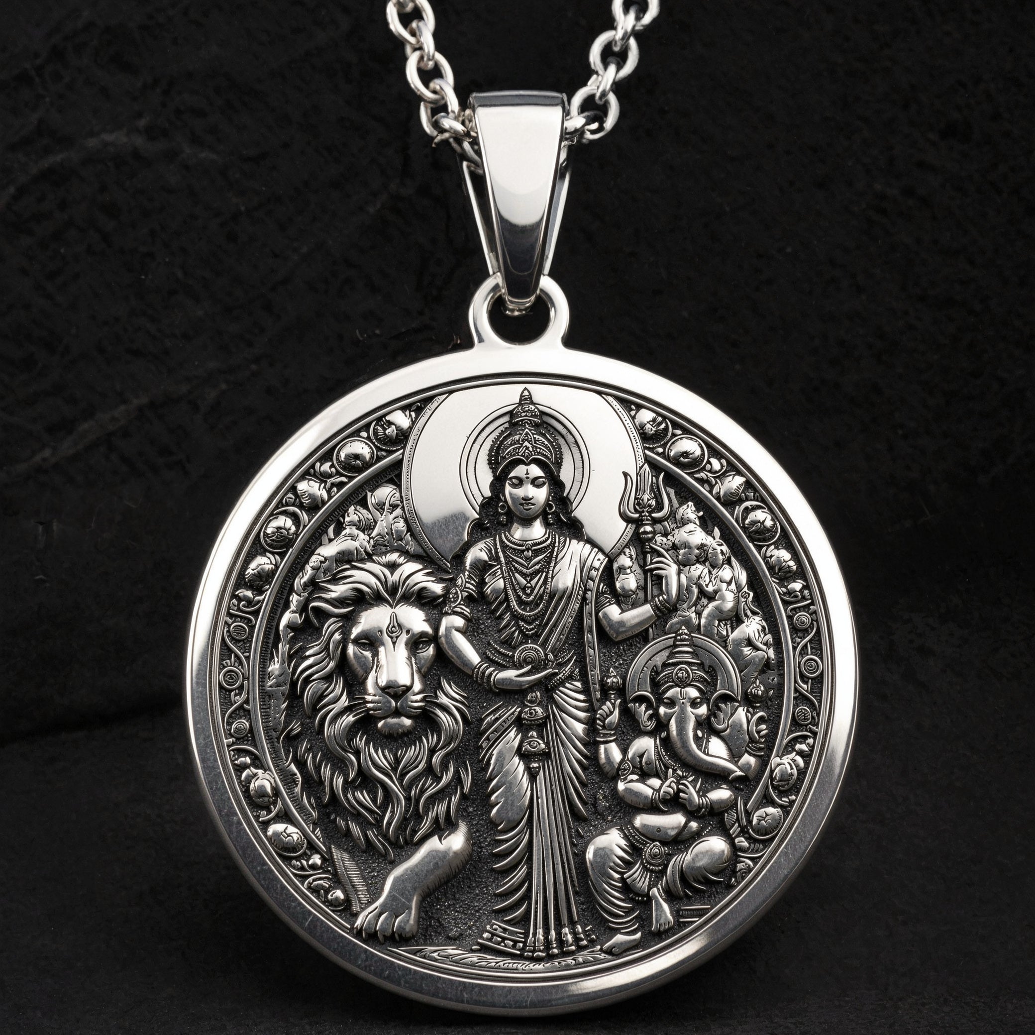 Parvati Ganesha Divine Couple Pendant | Silver & Plated Options - Spiritual Protection Talisman