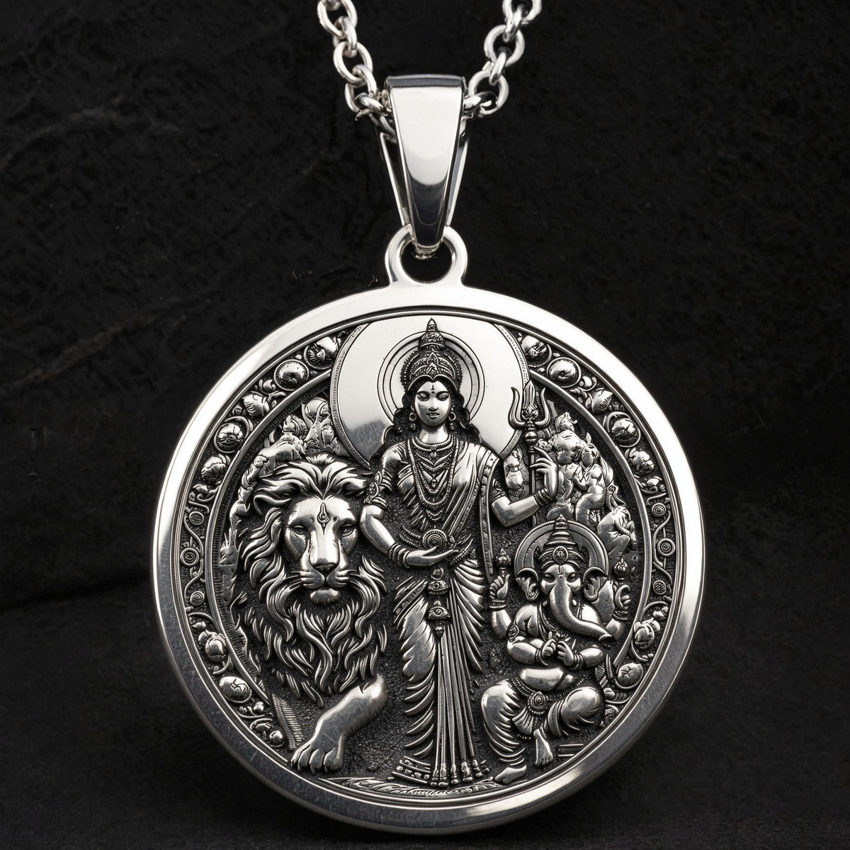 sterling silver necklace Parvati Ganesha Mother Son | & Options - Hindu Mythology Protection Talisman mythology