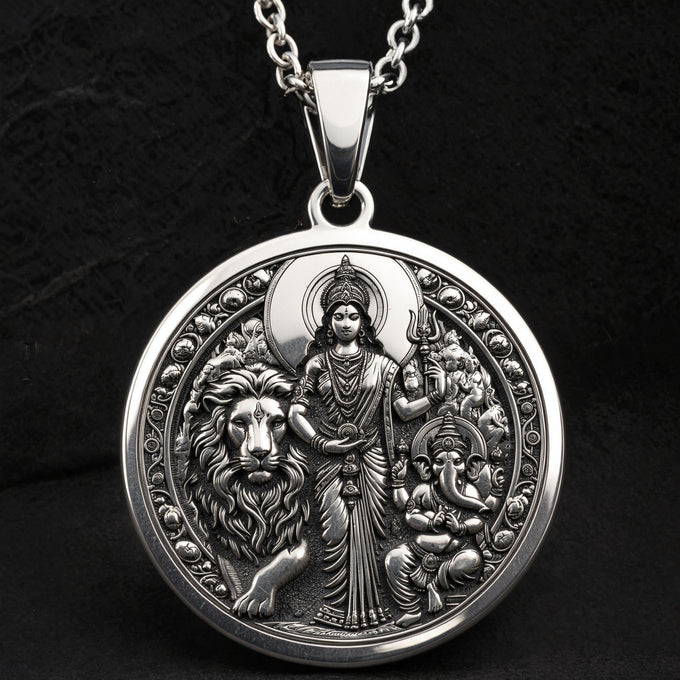 sterling silver necklace Parvati Ganesha Mother Son | & Options - Hindu Mythology Protection Talisman mythology