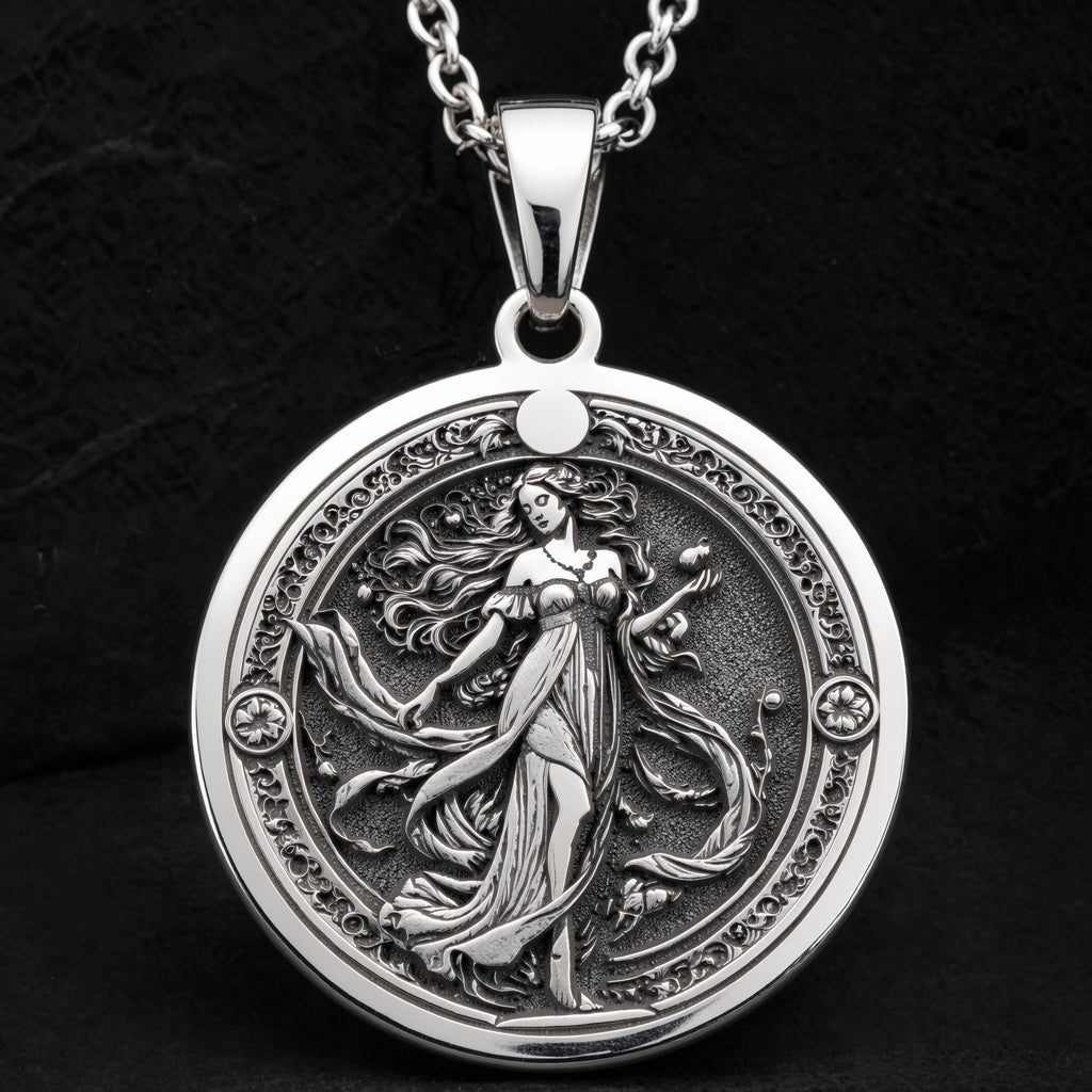 sterling silver necklace Persephone Queen of Underworld Coin | & Options - Ancient Mythology Protection Talisman mythology
