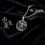 Sterling silver Perseus Greek Mythology Necklace: round  of Perseus Greek hero with eng...