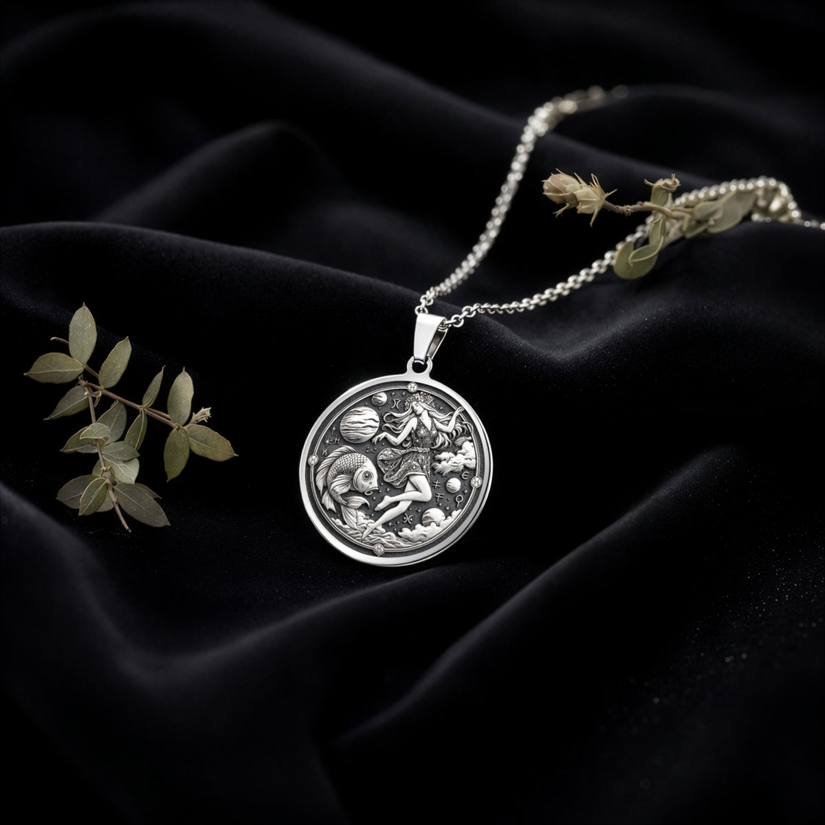 sterling silver necklace Pisces Zodiac Horoscope | & Options - Astrological Sign Birthday Gift for Her zodiac - view 5