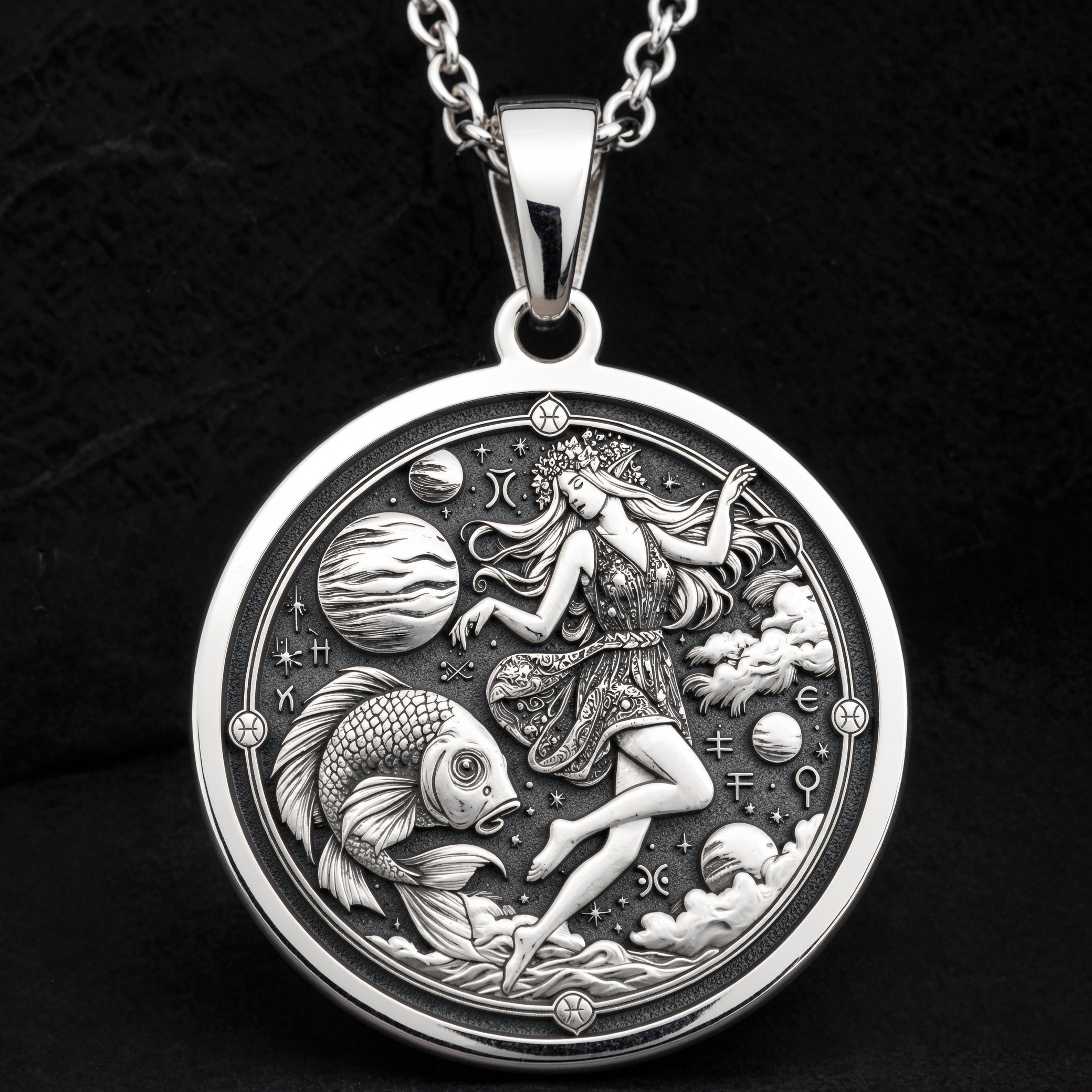 Pisces Zodiac Horoscope Necklace | Silver & Plated Options - Astrological Sign Birthdate Jewelry