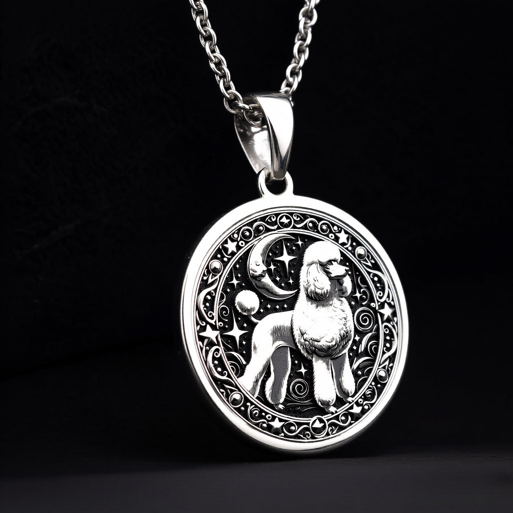 925 sterling silver Custom Poodle Dog Medallion Pendant pendant featuring a detailed design.