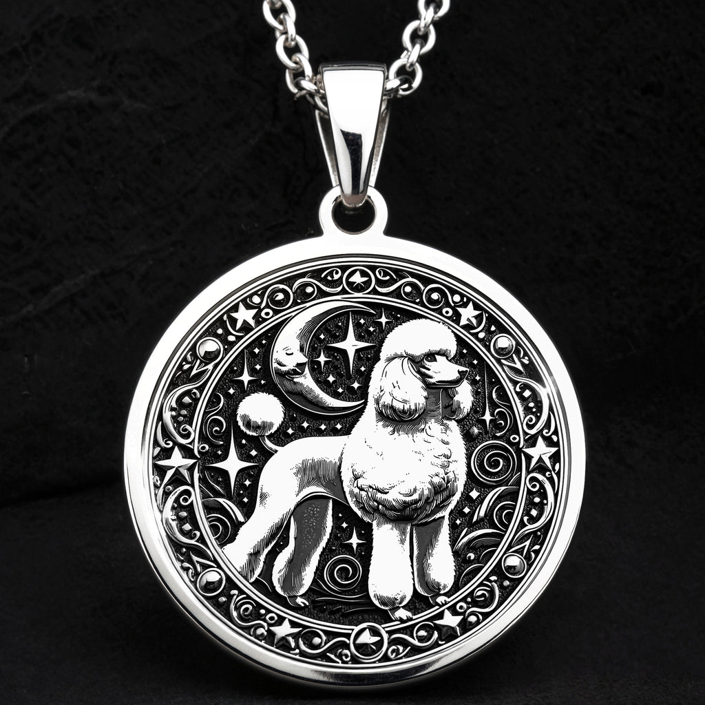 Custom Poodle Dog Medallion Pendant - 925 Sterling Silver