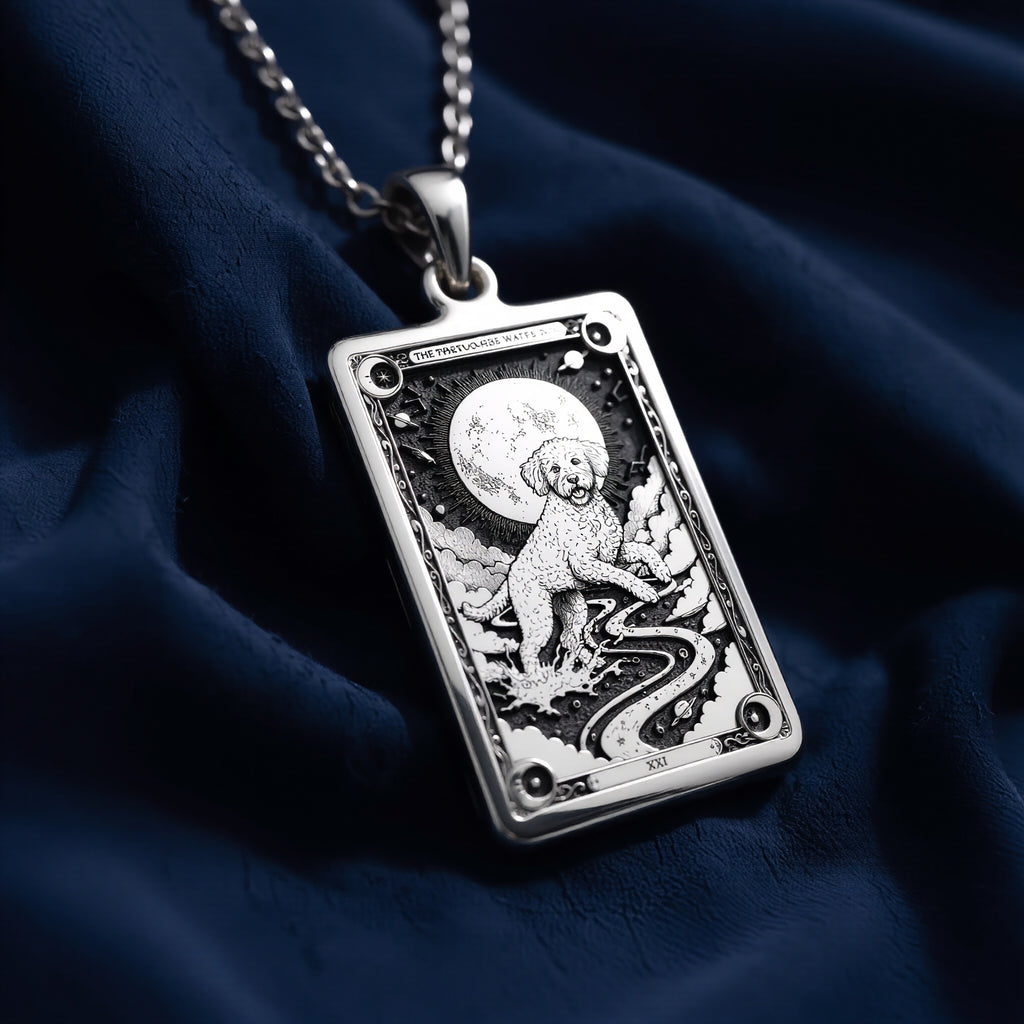 925 sterling silver Portuguese Water Dog Necklace pendant featuring a detailed design.