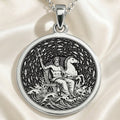 Poseidon God of the Sea Pendant Necklace - 925 Sterling Silver
