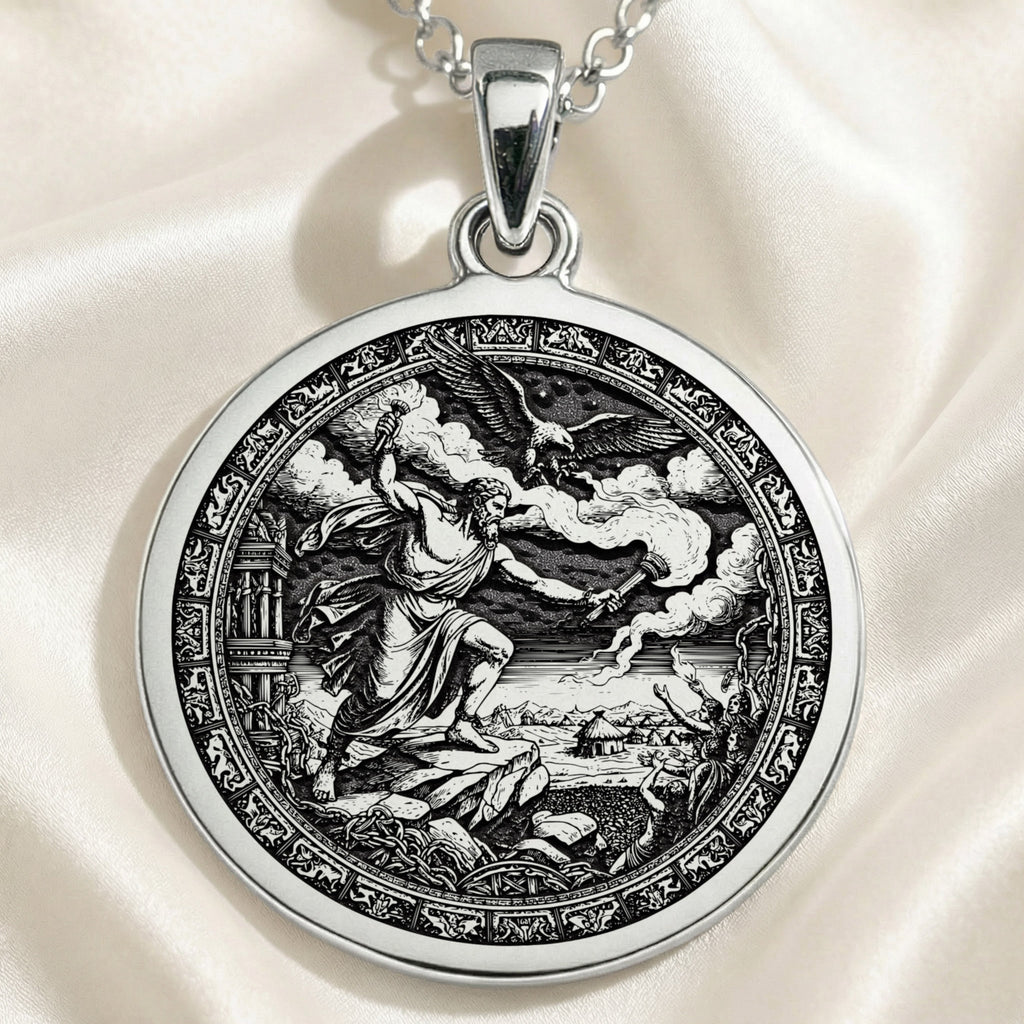 handcrafted necklace Prometheus Titan of Fire | & Options - Ancient Mythology Stoic Intellect mythology
