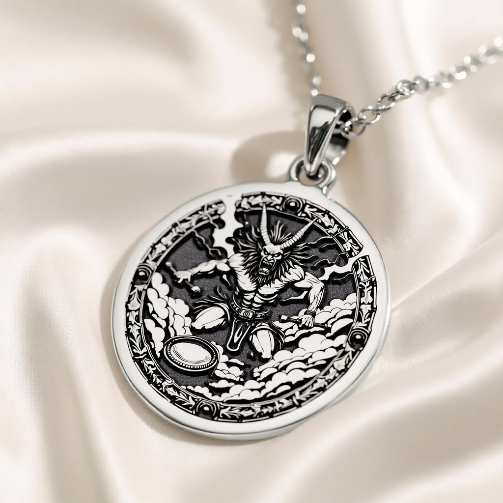 Raijin Thunder God Pendant | Silver & Plated Options - Ancient Mythology Protection Talisman