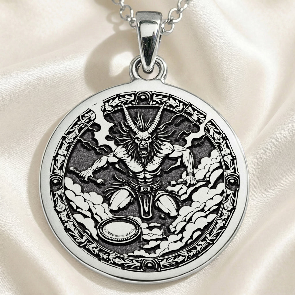 Raijin Thunder God Pendant | Silver & Plated Options - Ancient Mythology Protection Talisman