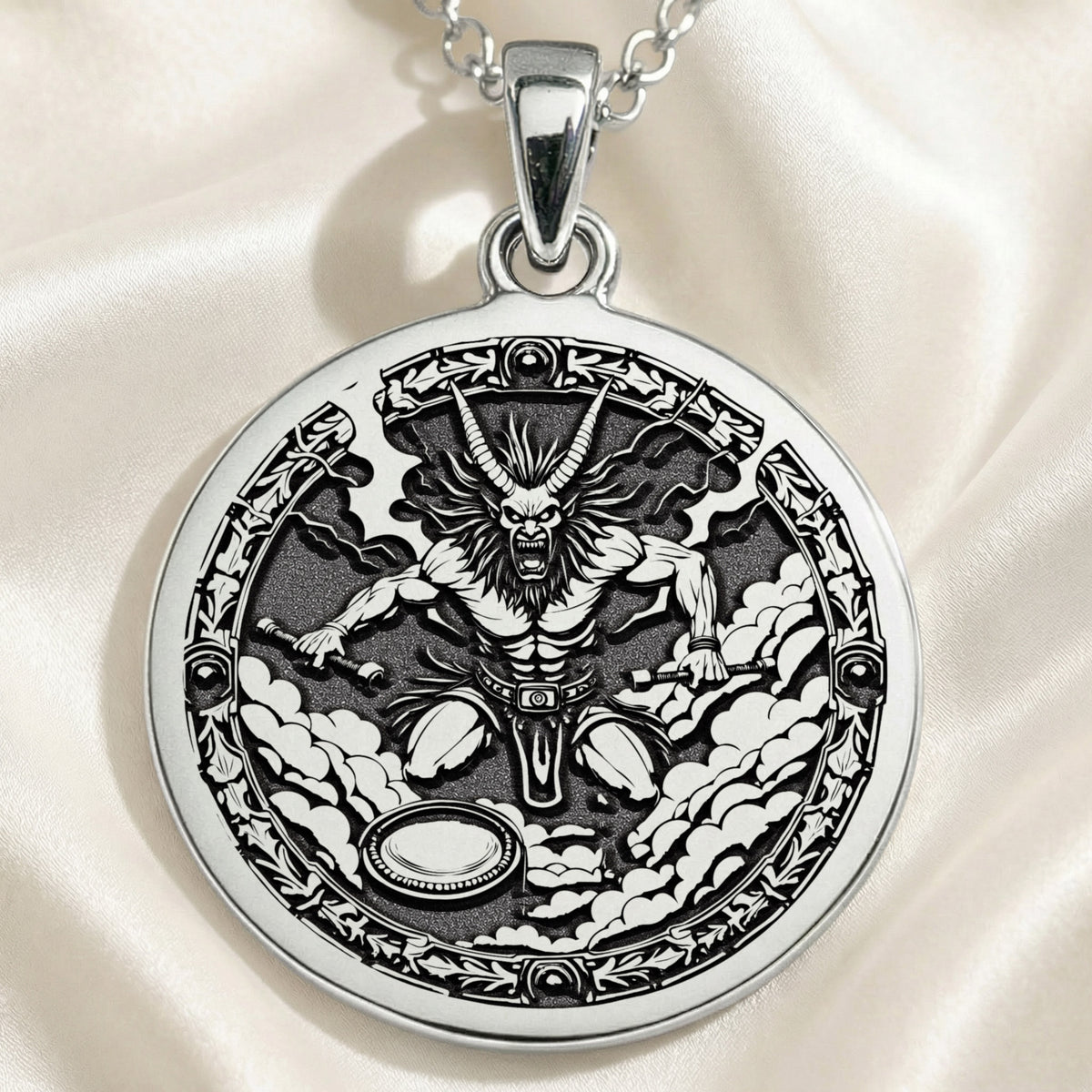 Raijin Thunder God Pendant | Silver & Plated Options - Ancient Mythology Protection Talisman