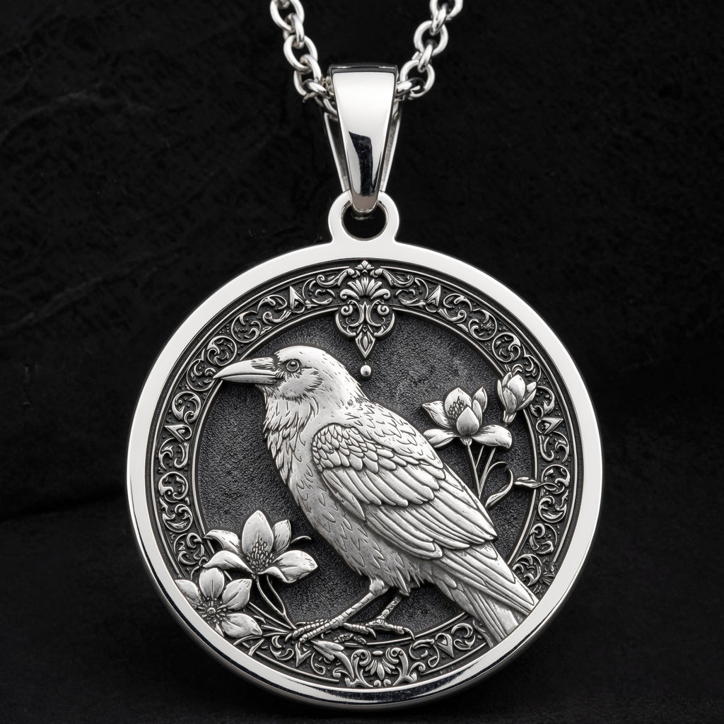 Raven Gothic Bird Pendant Necklace | Silver & Plated Options - Memento Mori Dark Academia