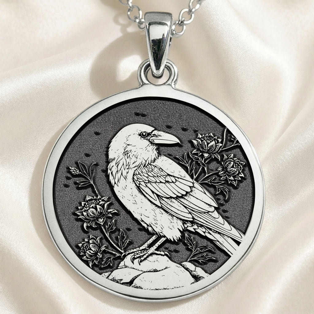 sterling silver necklace Raven Spirit Animal | & Options - Gothic Style Memento Mori memento mori