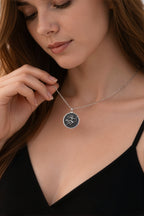 Sterling silver Sagittarius Constellation Necklace: round  Sagittarius archer zodiac si...