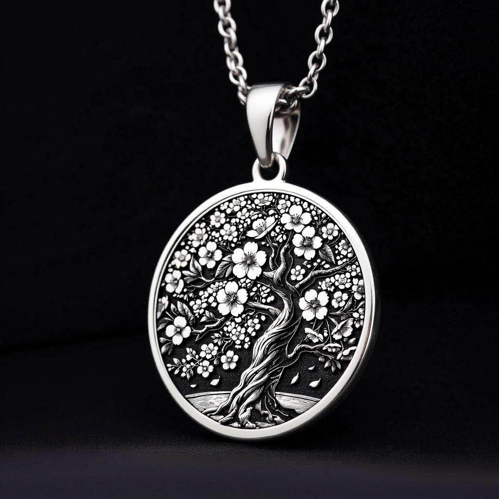 925 sterling silver Sakura Tree Pendant pendant featuring a detailed design.