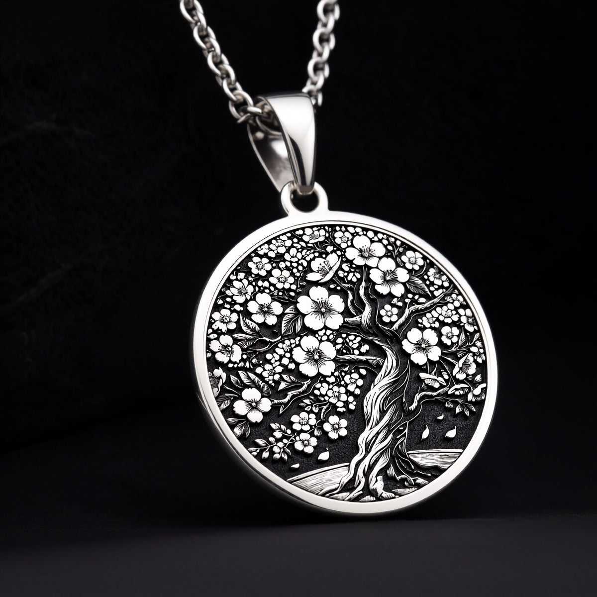 925 sterling silver Sakura Tree Pendant pendant featuring a detailed design.