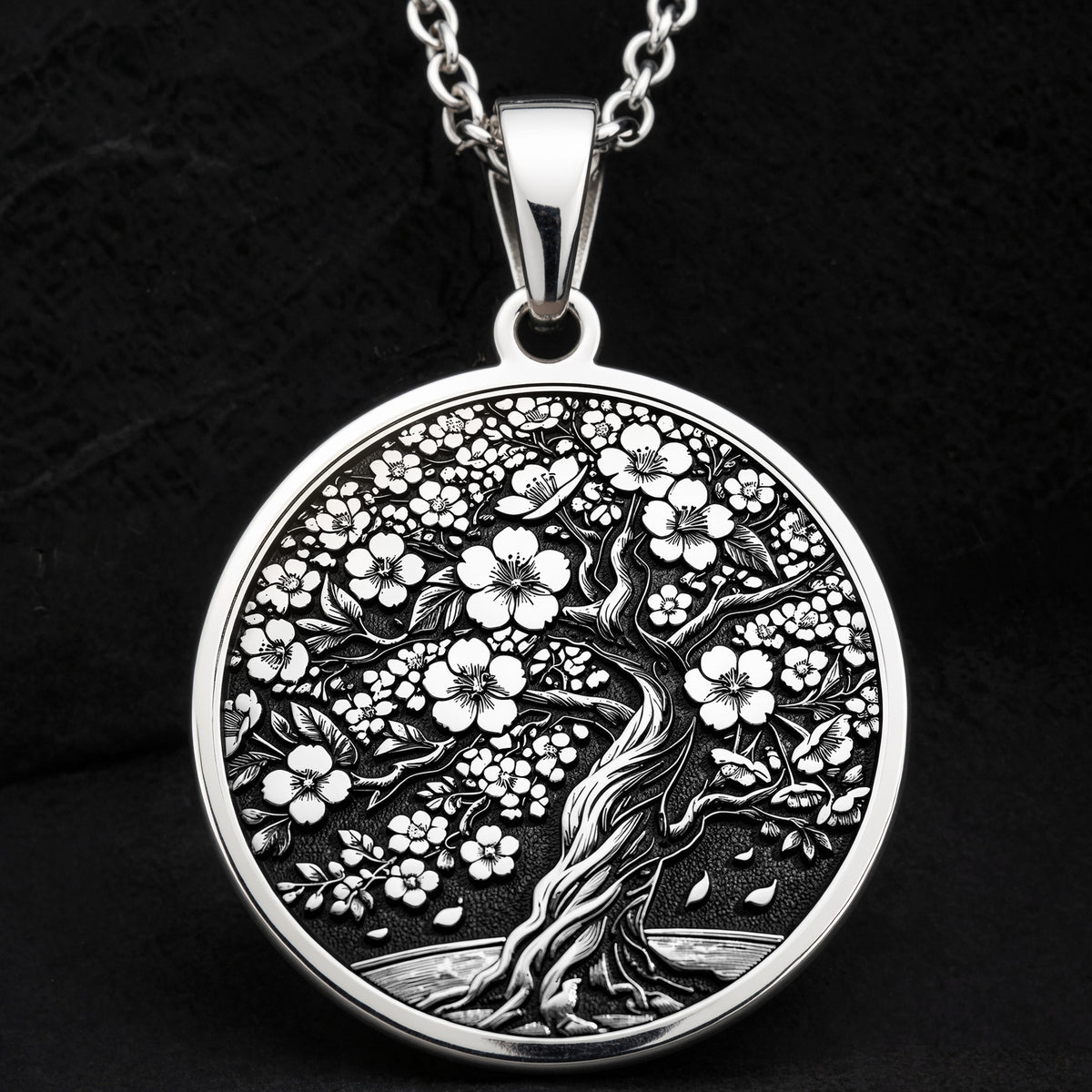 14K Gold Sakura Tree Pendant featuring a cherry blossom design, symbolizing renewal and beauty. Perfect for nature lovers and gift giving occasions.