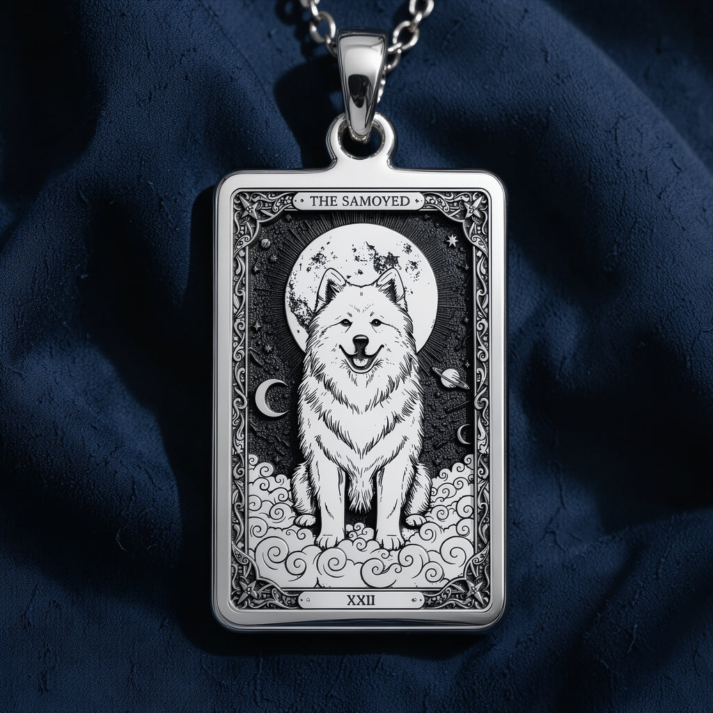 Samoyed Tarot Pet Portrait Medallion - 925 Sterling Silver