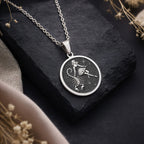 Sterling silver Scorpio Zodiac Necklace: round  Scorpio zodiac sign with engraved scorp...
