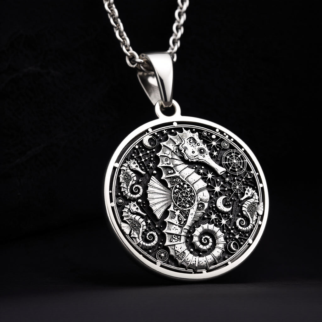 925 sterling silver seahorse necklace with intricate details, a unique nautical pendant for nature lovers, perfect for everyday wear or special occasions.