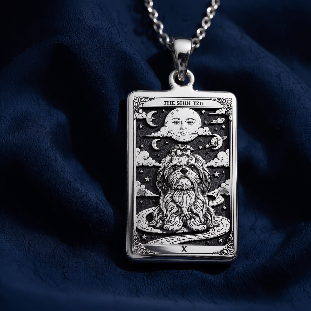 925 sterling silver Shih Tzu Dog Medallion Pendant pendant featuring a detailed design.