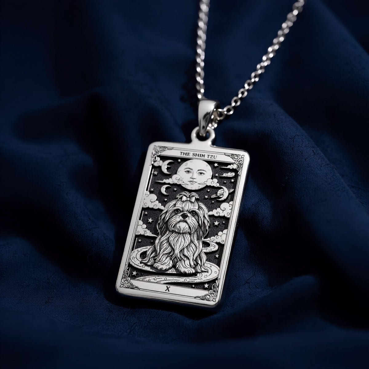 925 sterling silver Shih Tzu Dog Medallion Pendant pendant featuring a detailed design.