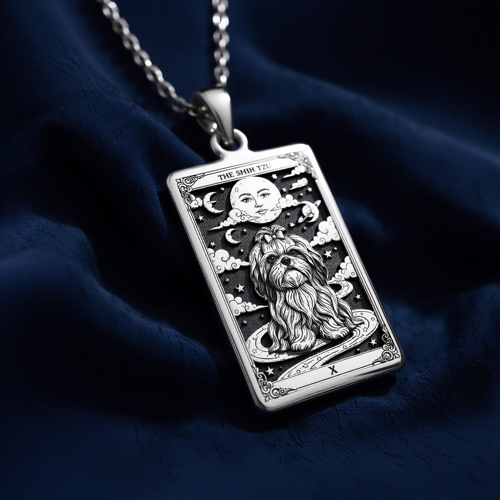 925 sterling silver Shih Tzu Dog Medallion Pendant pendant featuring a detailed design.