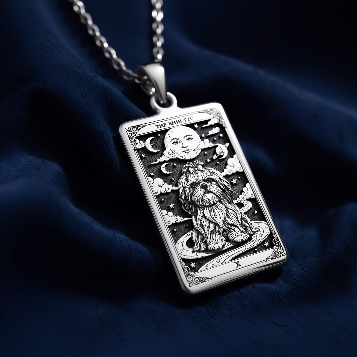 925 sterling silver Shih Tzu Dog Medallion Pendant pendant featuring a detailed design.