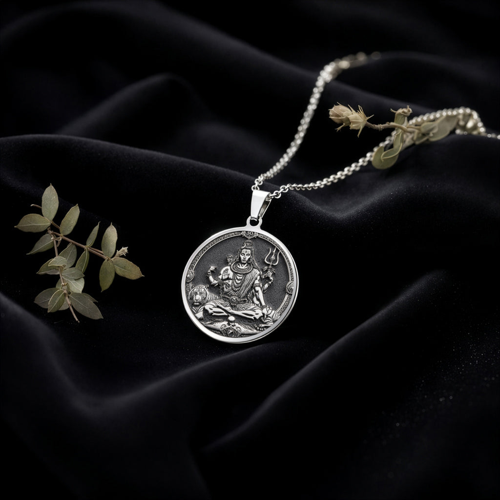 sterling silver necklace Shiva Trishul God | & Options - Spiritual Protection Talisman - view 5