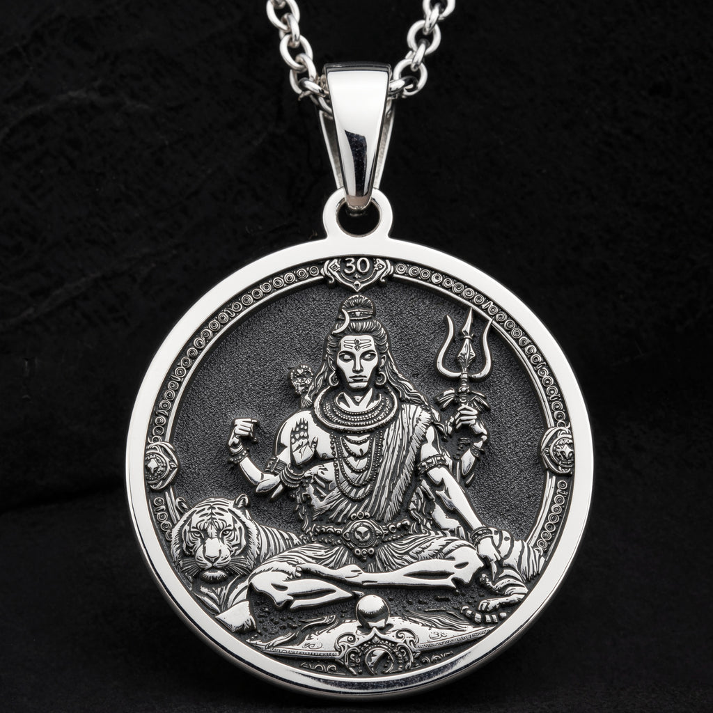 sterling silver necklace Shiva Trishul God | & Options - Spiritual Protection Talisman
