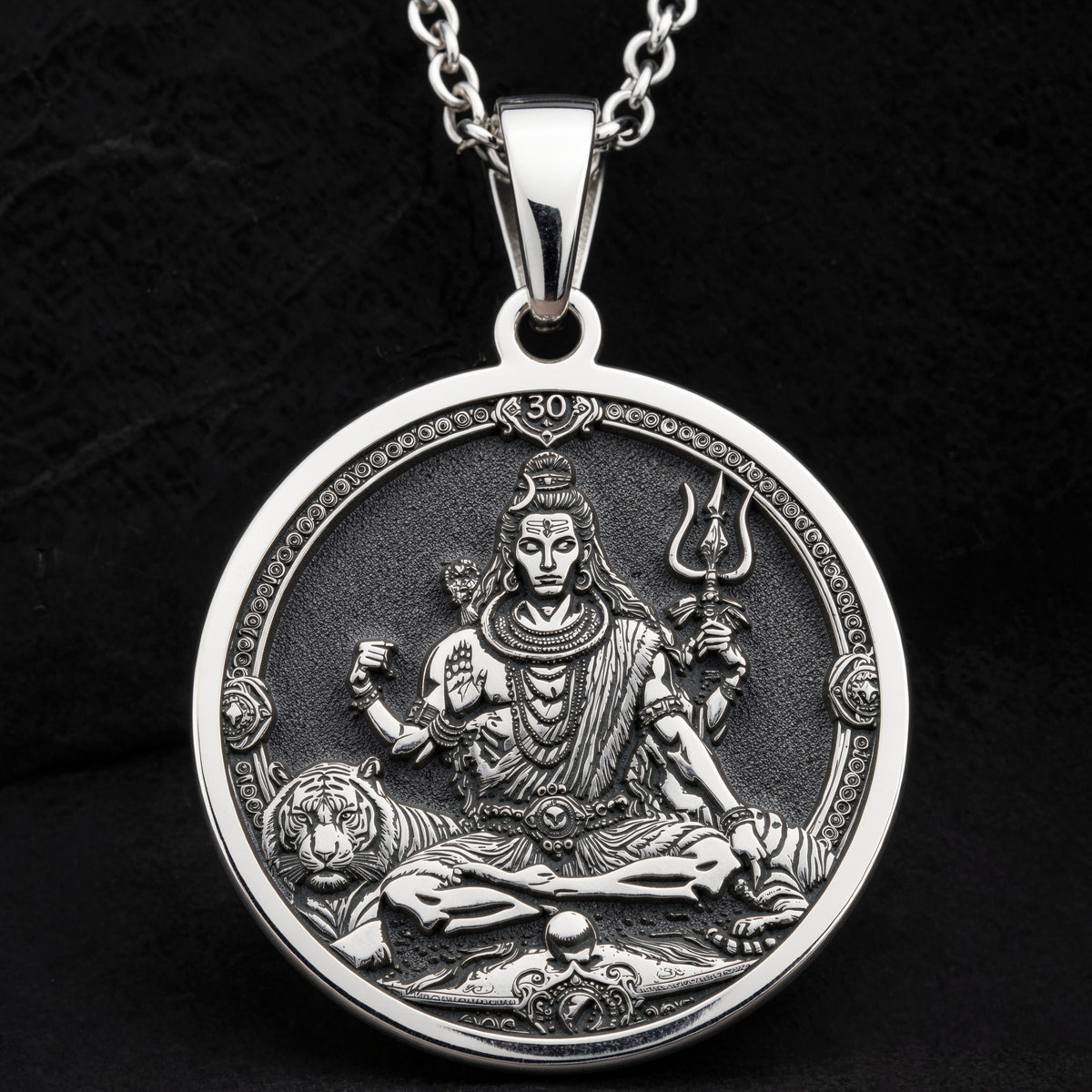 sterling silver necklace Shiva Trishul God | & Options - Spiritual Protection Talisman
