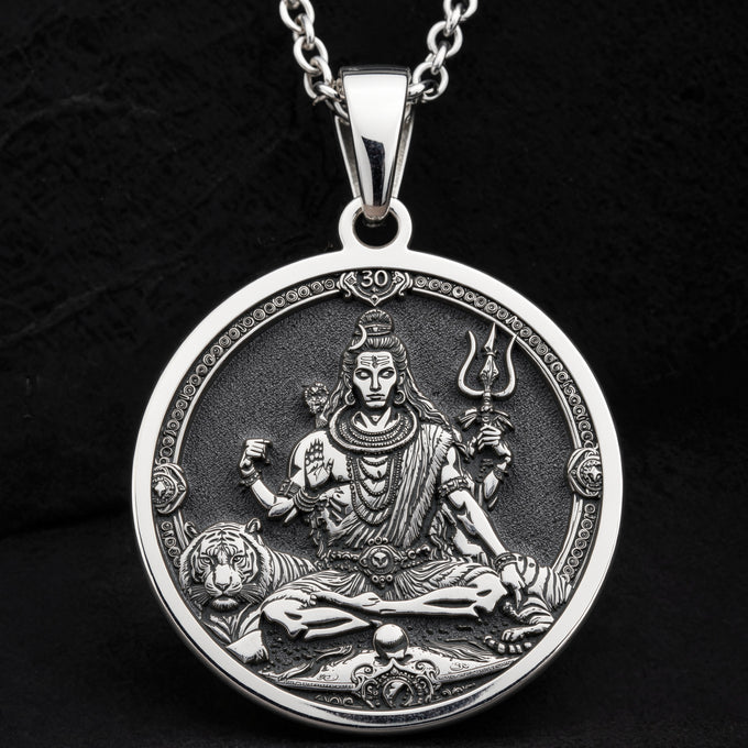 sterling silver necklace Shiva Trishul God | & Options - Spiritual Protection Talisman