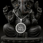 Sterling silver Shiva Parvati Divine Couple Pendant: round  of Shiva Hindu deity of des...