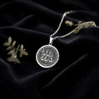 Sterling silver Shiva Parvati Divine Couple Pendant: round  of Shiva Hindu deity of des...