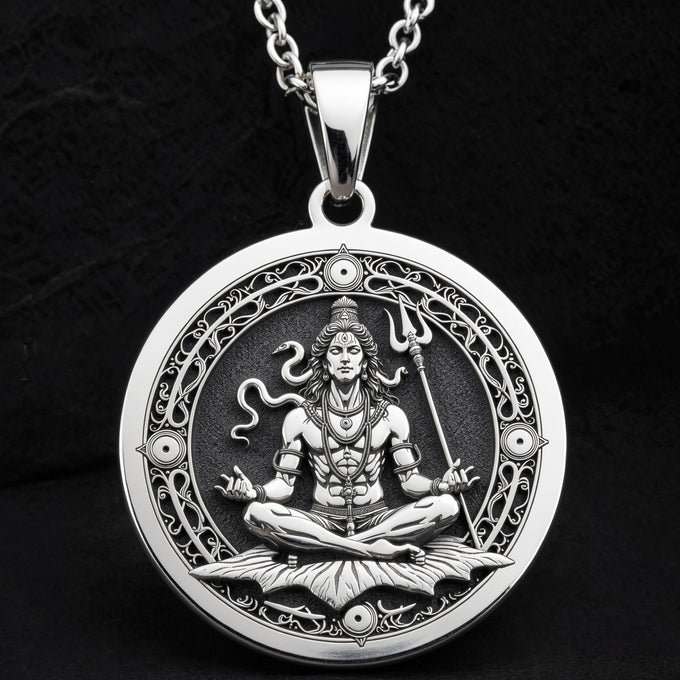 sterling silver necklace Shiva Lord Hindu God | & Options - Spiritual Protection Sacred Symbol hindu