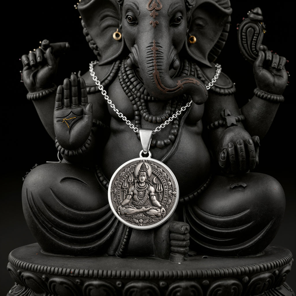 sterling silver necklace Shiva God Coin | & Options - Spiritual Protection Hindu Mythology mythology - view 7