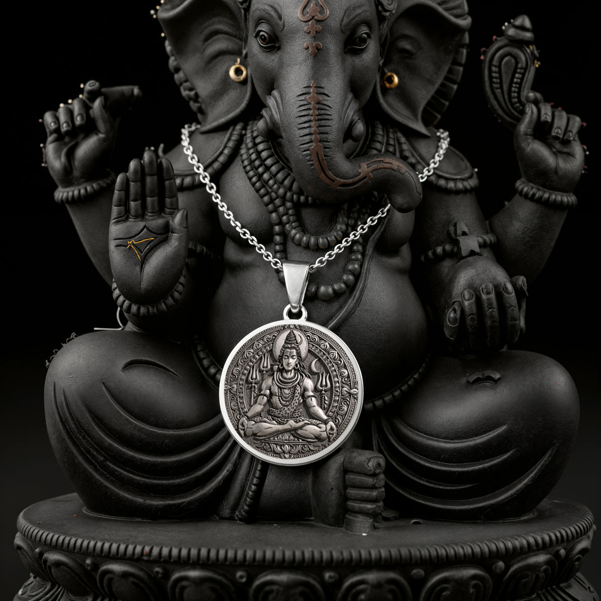 sterling silver necklace Shiva God Coin | & Options - Spiritual Protection Hindu Mythology mythology - view 7