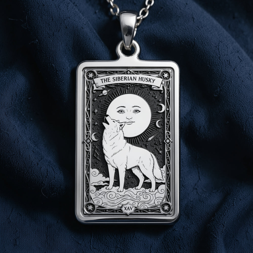 Siberian Husky Pendant Necklace - Tarot Spirit Animal - 925 Sterling Silver