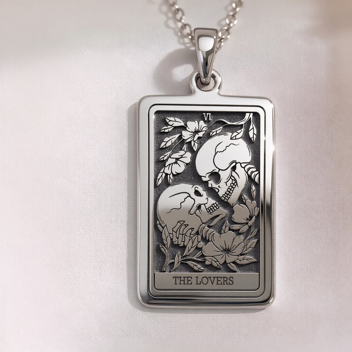 Skull Lovers Tarot Necklace | Silver, Gold Plated & Rose Plated Options - Gothic Romance Jewelry