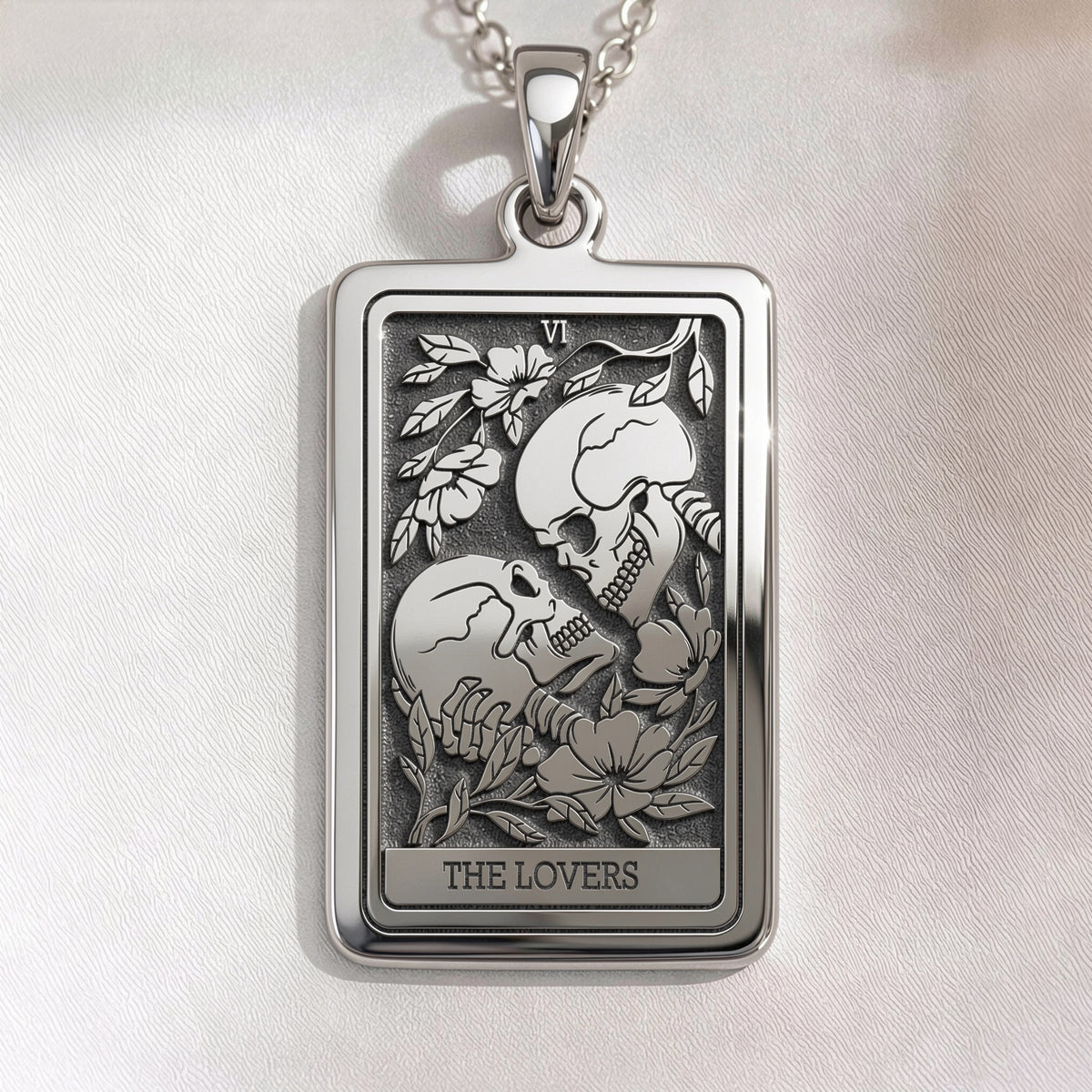 Skull Lovers Tarot Necklace | Silver, Gold Plated & Rose Plated Options - Gothic Romance Jewelry