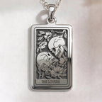 Skull Lovers Tarot Necklace | Silver, Gold Plated & Rose Plated Options - Gothic Romance Jewelry