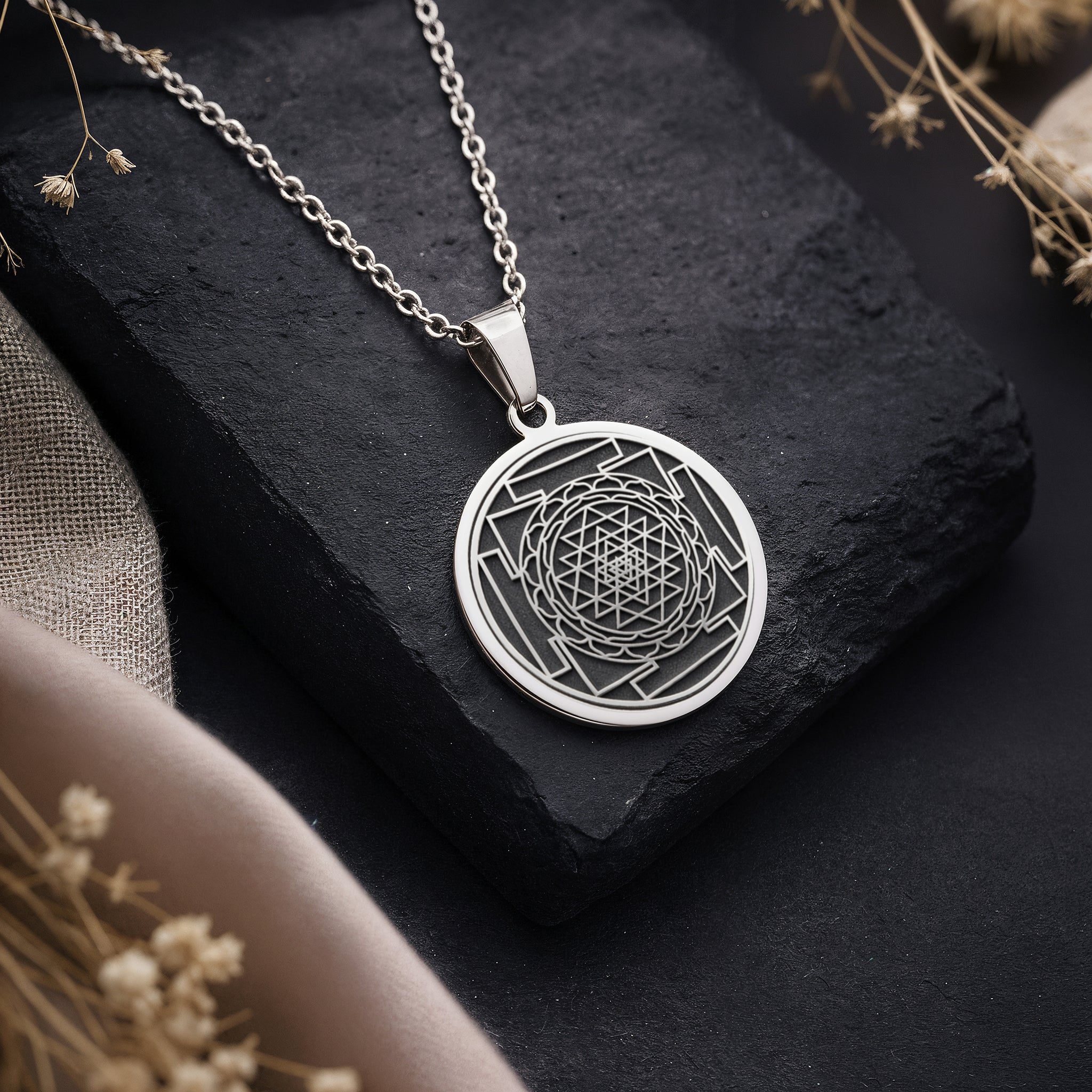 Sri Yantra Mandala Pendant | Silver & Plated Options - Spiritual Protection Cosmic Energy