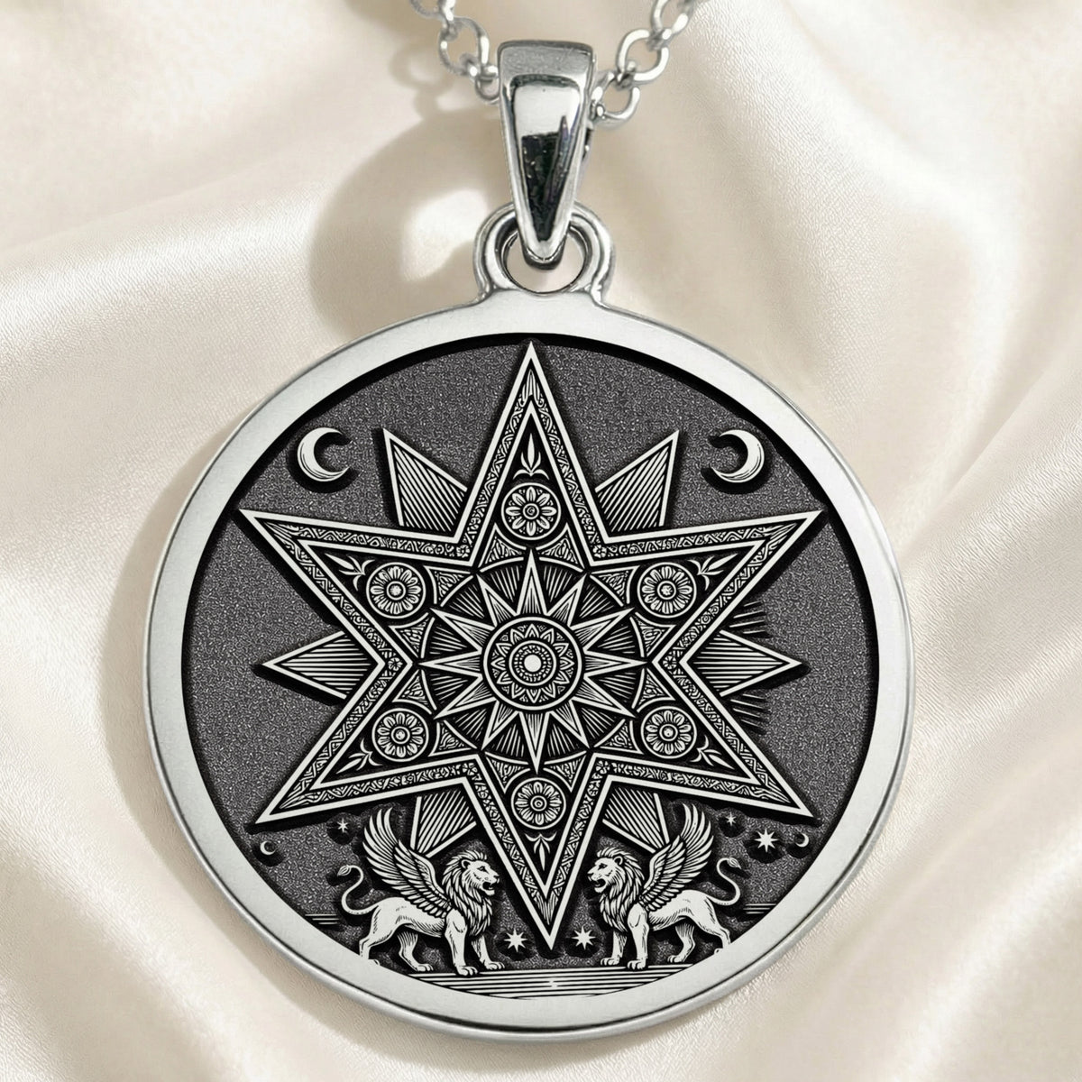 14K solid gold necklace Star of Ishtar Goddess | & Options - Ancient Mythology Celestial Protection mythology
