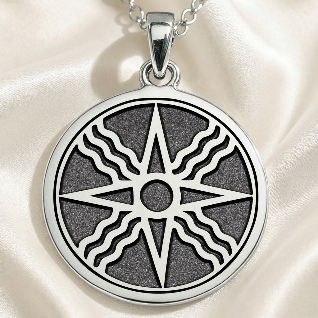 Star of Shamash Sun God Pendant | Silver & Plated Options - Ancient Mythology Protection Talisman