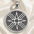 Star of Shamash Sun God pendant, silver protection talisman. Ancient mythology sun god jewelry and amulet.